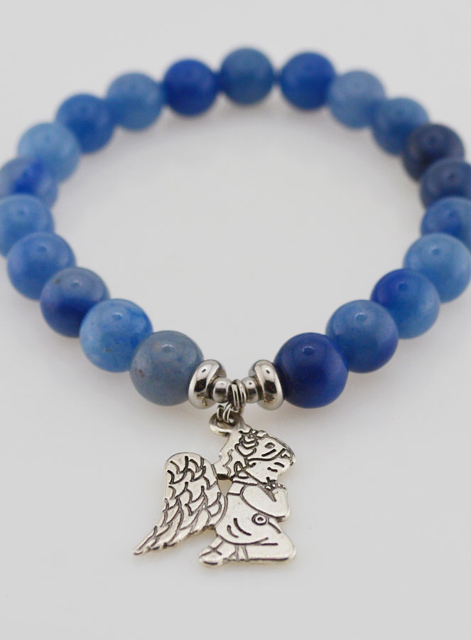 Bracelet en Pierres Naturelles d'Aventurine Bleue - Ange Gardien (pic 2)