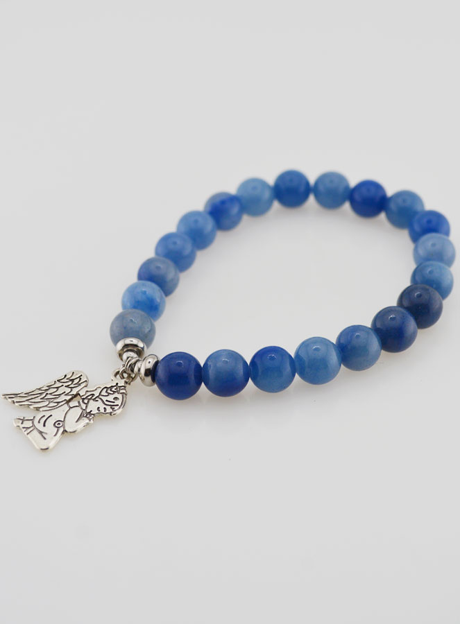 Bracelet en Pierres Naturelles d'Aventurine Bleue - Ange Gardien (pic 4)