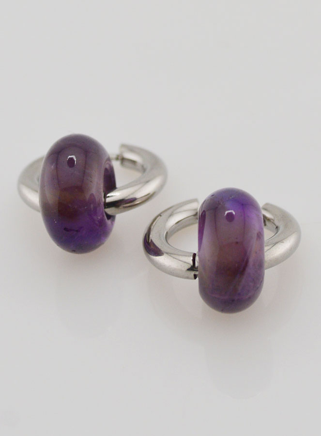 Boucles d'Oreilles Créoles & Anneau Améthyste (pic 2)