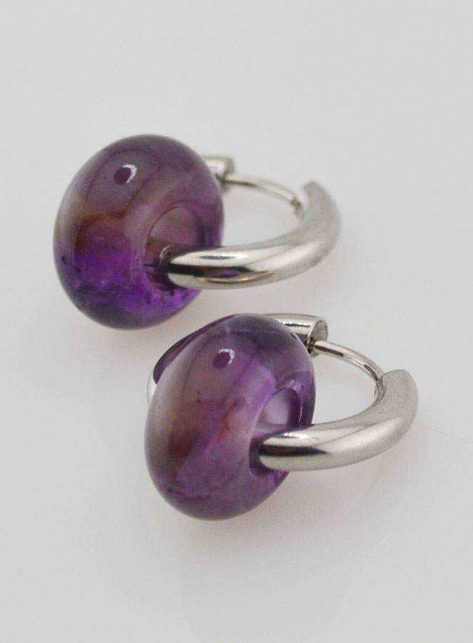 Boucles d'Oreilles Créoles & Anneau Améthyste (pic 4)