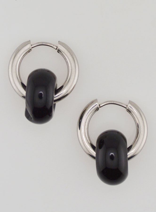 Boucles d'Oreilles Créoles & Anneau Onyx (pic 1)