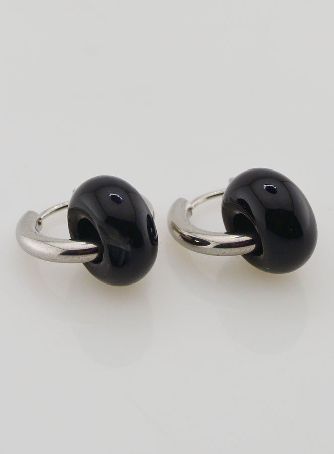 Boucles d'Oreilles Créoles & Anneau Onyx (pic 3)