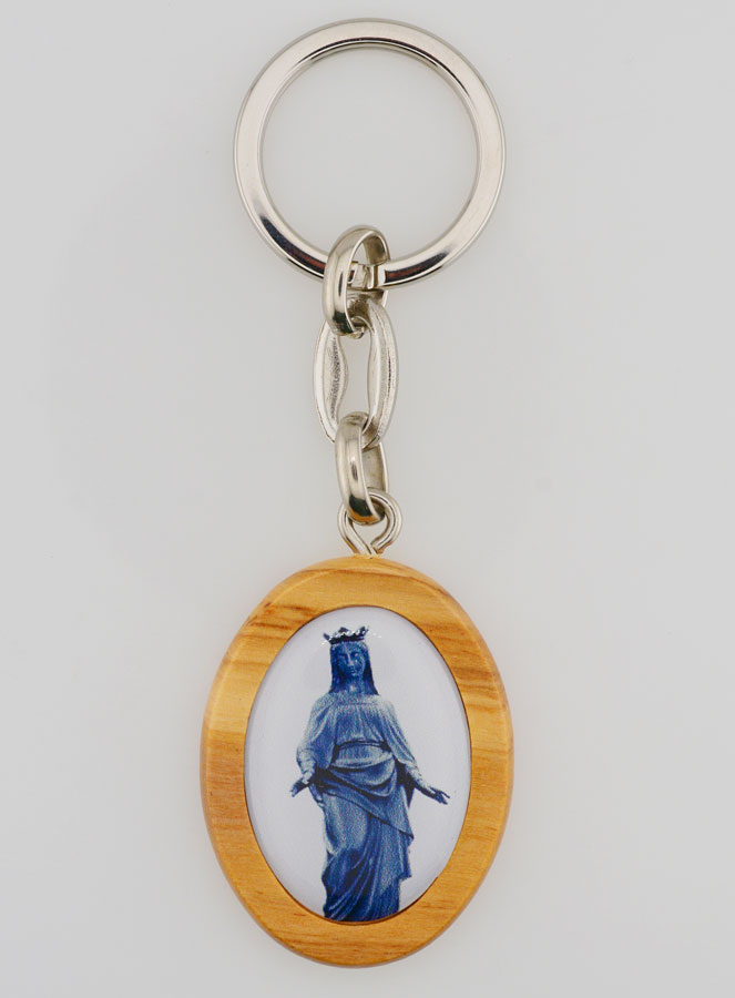 Porte-clés en Bois d'Olivier - Vierge Noire (pic 1)