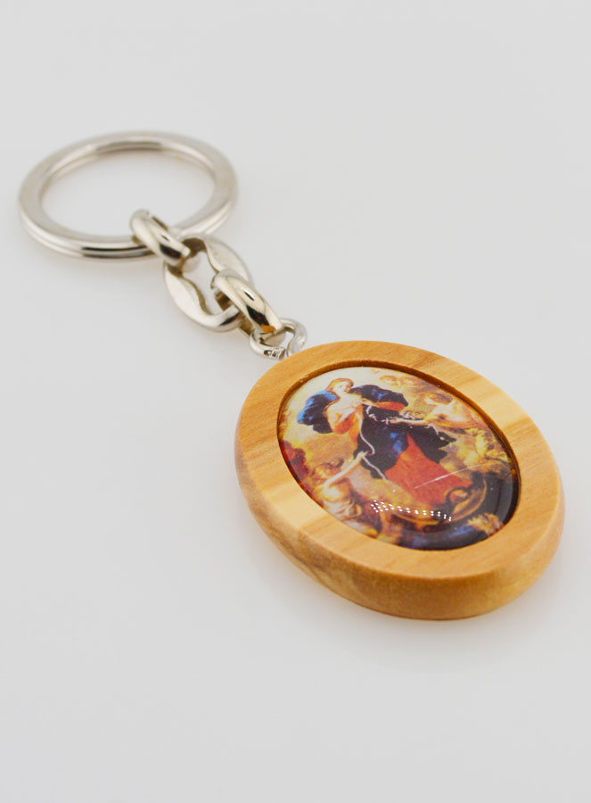Porte-clés en Bois d'Olivier - Marie qui Défait les Noeuds (pic 3)