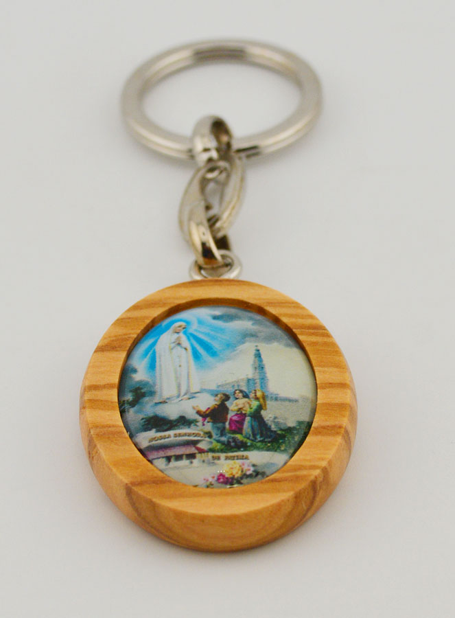Porte-clés en Bois d'Olivier - Notre Dame de Fatima (pic 2)