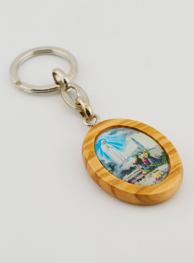 Porte-clés en Bois d'Olivier - Notre Dame de Fatima (pic 3)