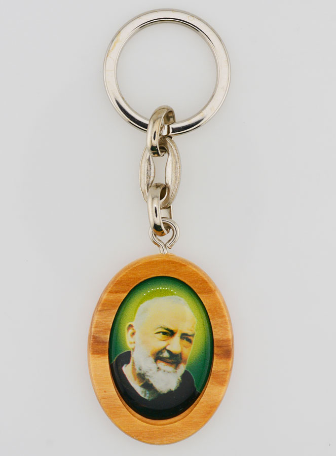 Porte-clés en Bois d'Olivier - Padre Pio (pic 1)
