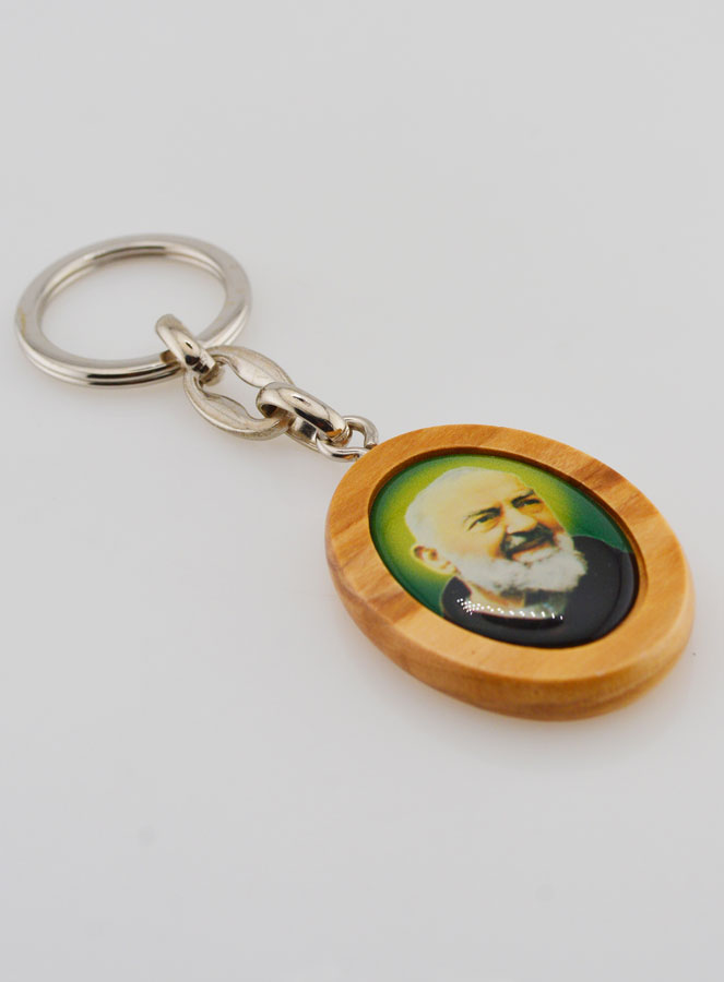 Porte-clés en Bois d'Olivier - Padre Pio (pic 2)