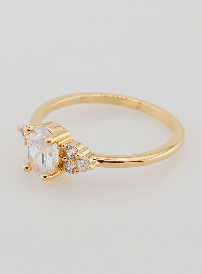 Bague Fiançailles Plaqué Or et Zircons - T56 (pic 3)