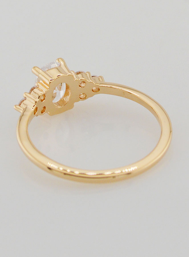 Bague Fiançailles Plaqué Or et Zircons - T56 (pic 4)