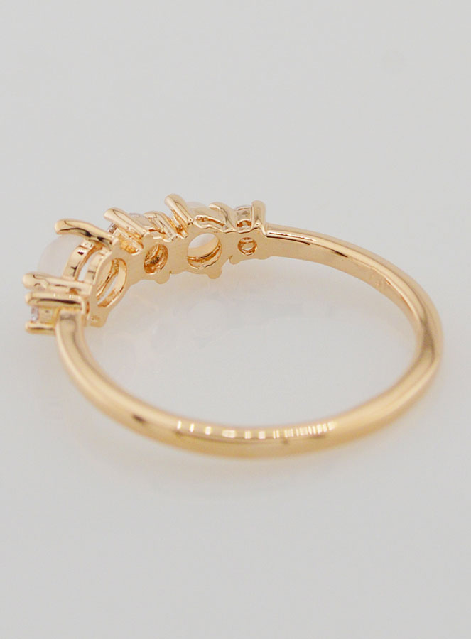 Bague Plaqué Or Zircons & Pierre de Lune - T54 (pic 4)