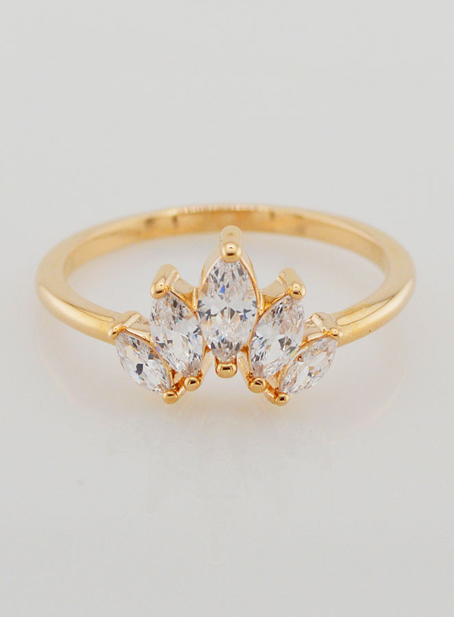 Bague Couronne Plaqué Or et Zircons - T54 (pic 1)