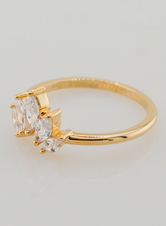 Bague Couronne Plaqué Or et Zircons - T54 (pic 2)