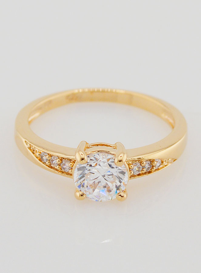 Bague Solitaire Plaqué Or et Zircon - T54 (pic 1)