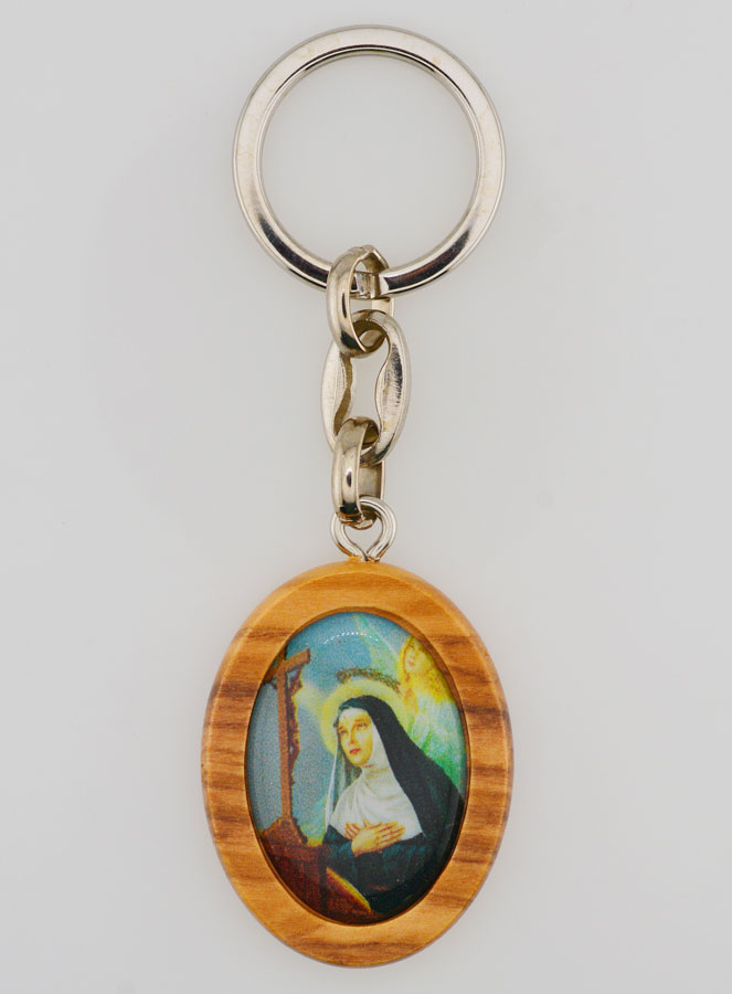 Porte-clés en Bois d'Olivier - Sainte Rita (pic 1)