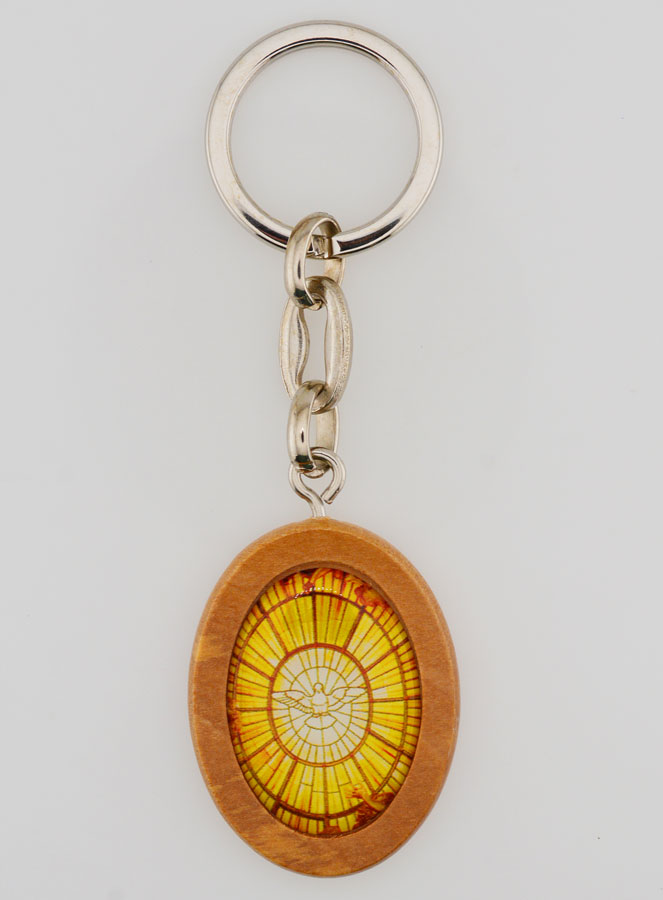 Porte-clés en Bois d'Olivier - Saint Esprit (pic 1)