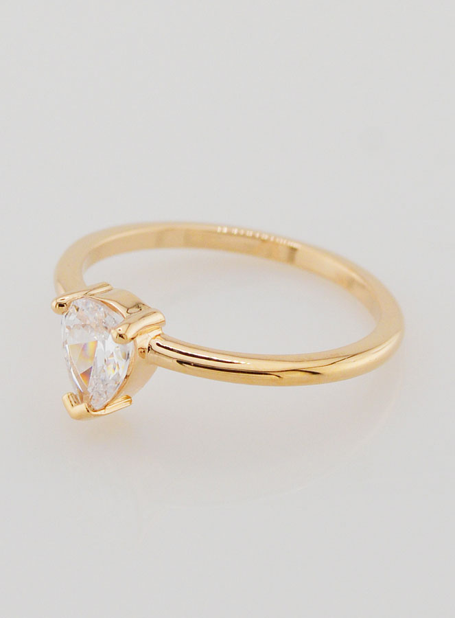 Bague Solitaire Goutte Plaqué Or et Zircon - T54 (pic 3)