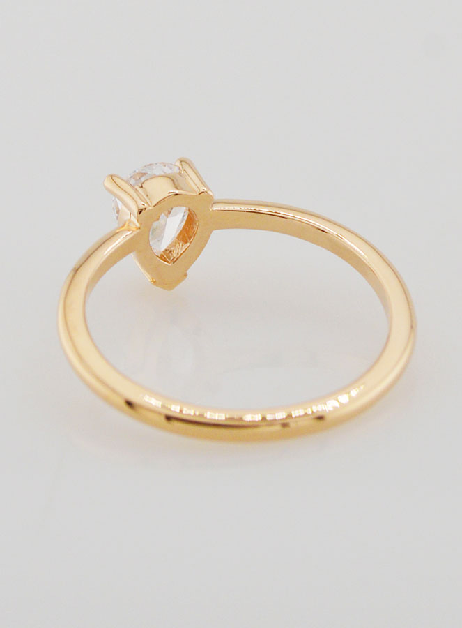 Bague Solitaire Goutte Plaqué Or et Zircon - T54 (pic 4)