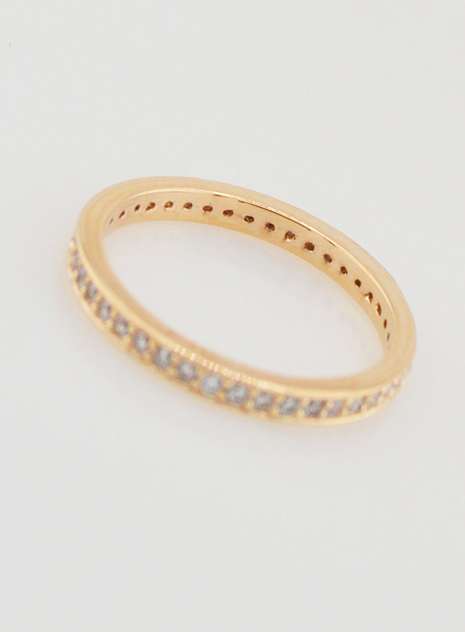 Bague Alliance Plaqué Or et Tour Complet Zircons - T54 (pic 4)