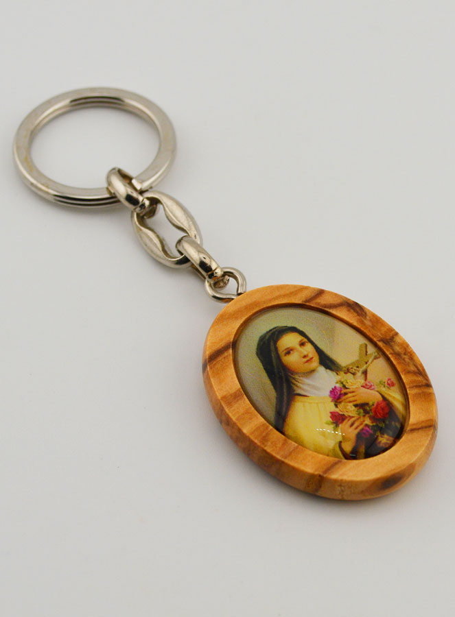 Porte-clés en Bois d'Olivier - Sainte Thérèse (pic 3)