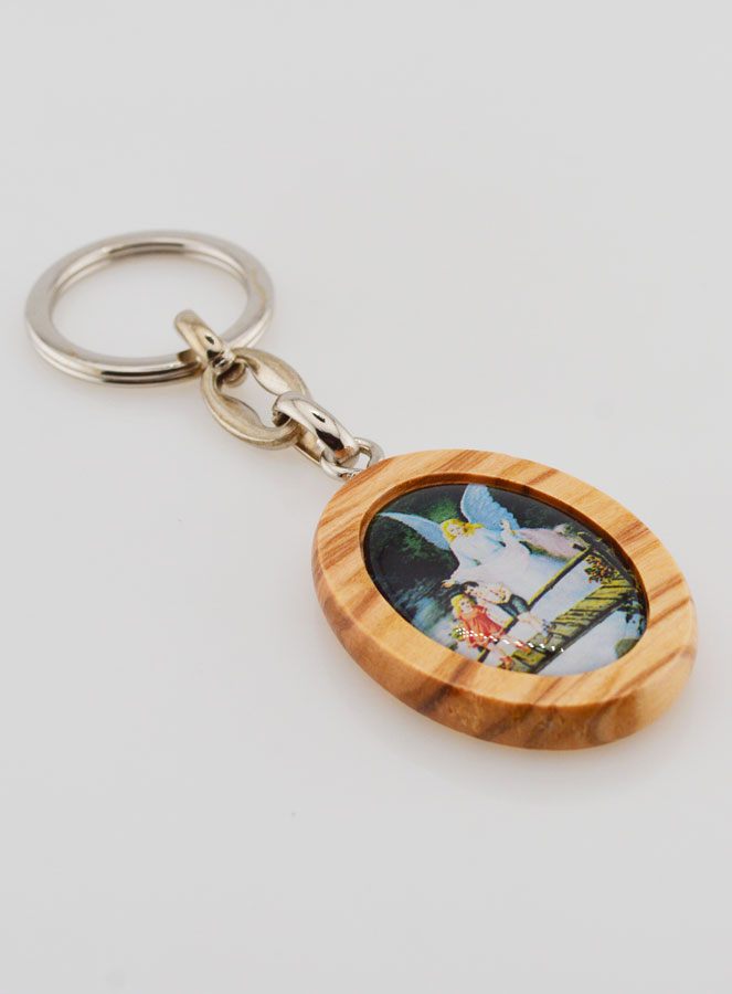 Porte-clés en Bois d'Olivier - Ange Gardien (pic 2)