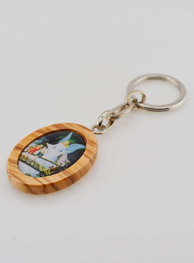 Porte-clés en Bois d'Olivier - Ange Gardien (pic 3)