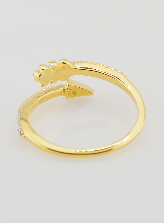 Bague Double Tour Flèche - Plaqué Or et Zircons T54 (pic 4)
