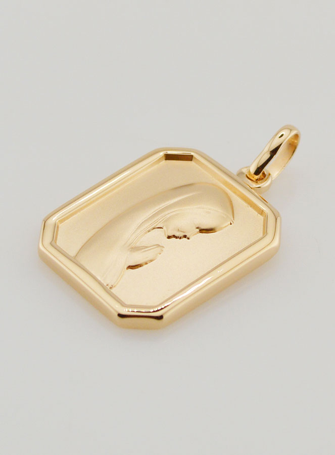 Médaille Vierge Marie en Prière en Plaqué Or 18k - 22mm (pic 3)
