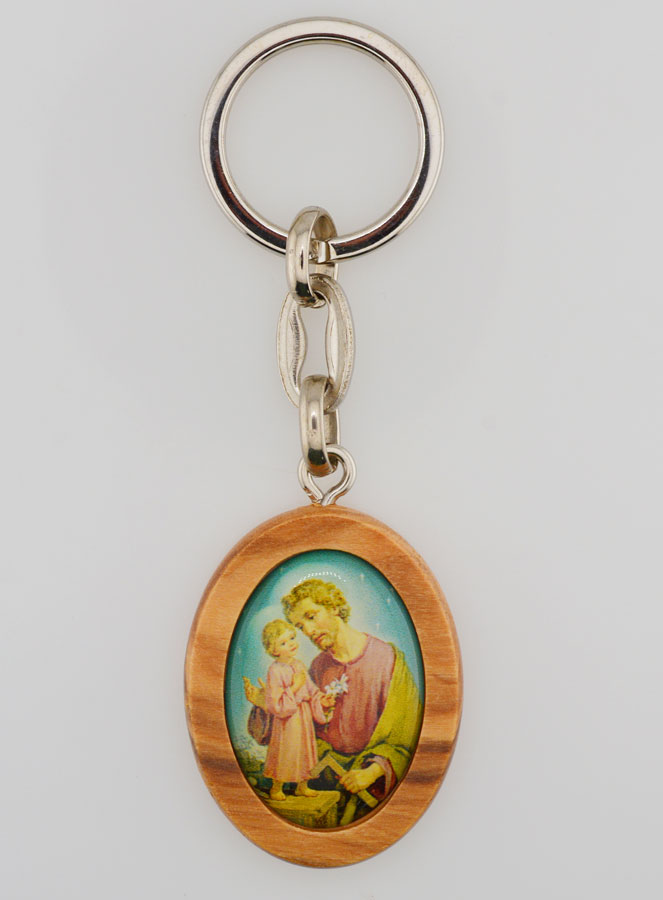 Porte-clés en Bois d'Olivier - Saint Joseph (pic 1)