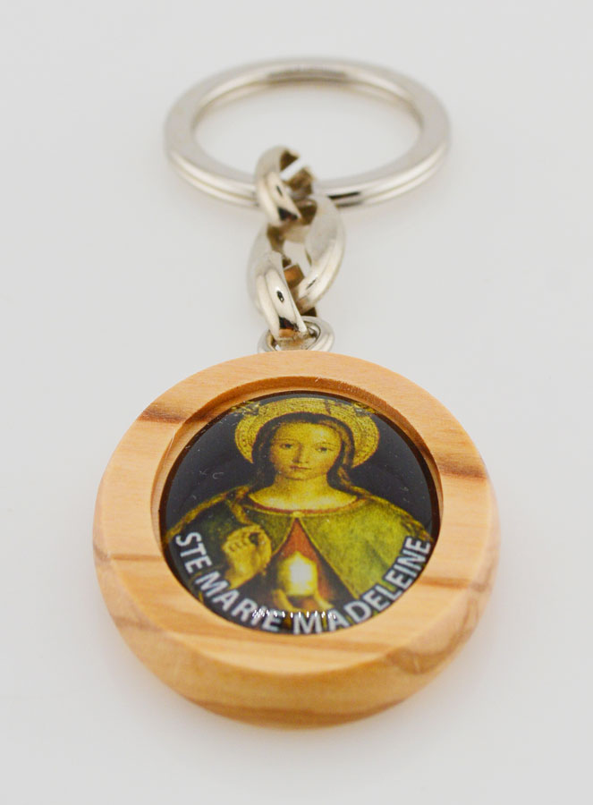 Porte-clés en Bois d'Olivier - Marie Madeleine Vert (pic 2)