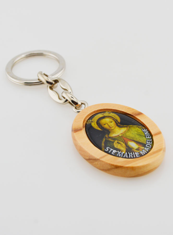 Porte-clés en Bois d'Olivier - Marie Madeleine Vert (pic 3)