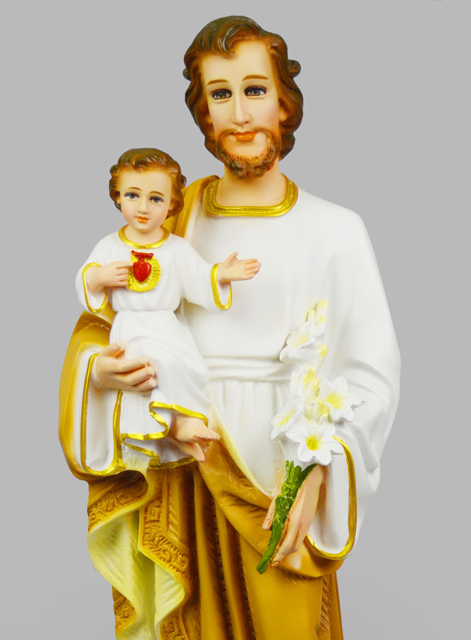 Statue Religieuse de Saint Joseph au Lys - 60cm (pic 3)