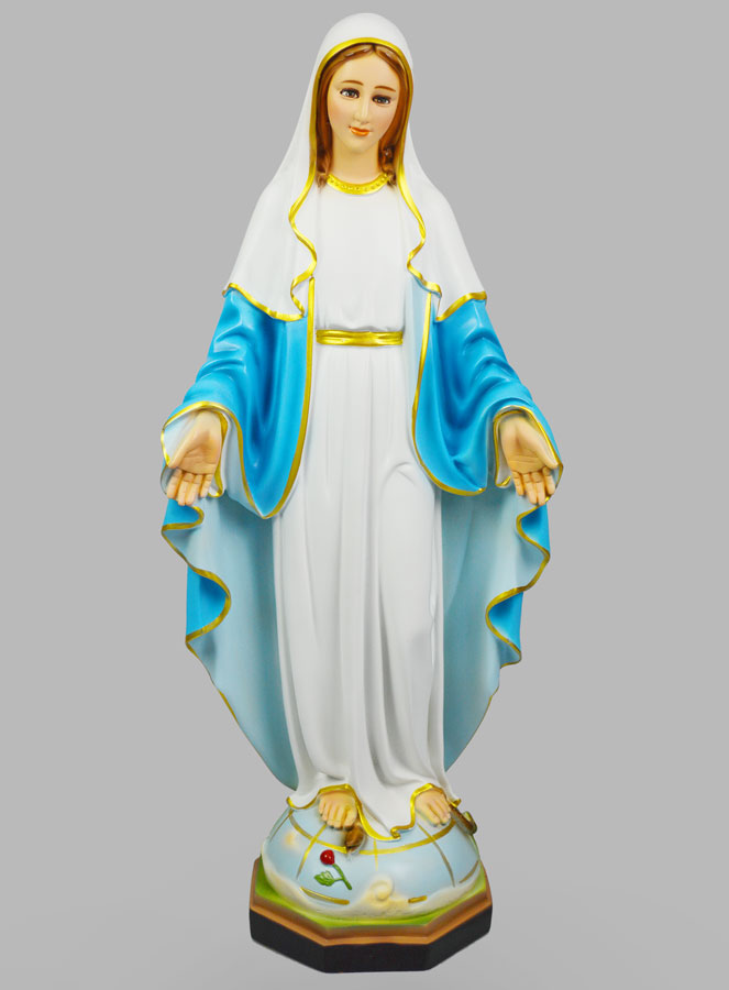 Statue Religieuse Vierge Miraculeuse Peinte - 60cm (pic 1)