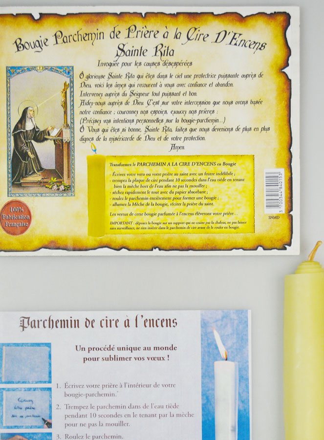 Bougie Parchemin de Prière à La Cire d'Encens - Sainte Rita (pic 4)