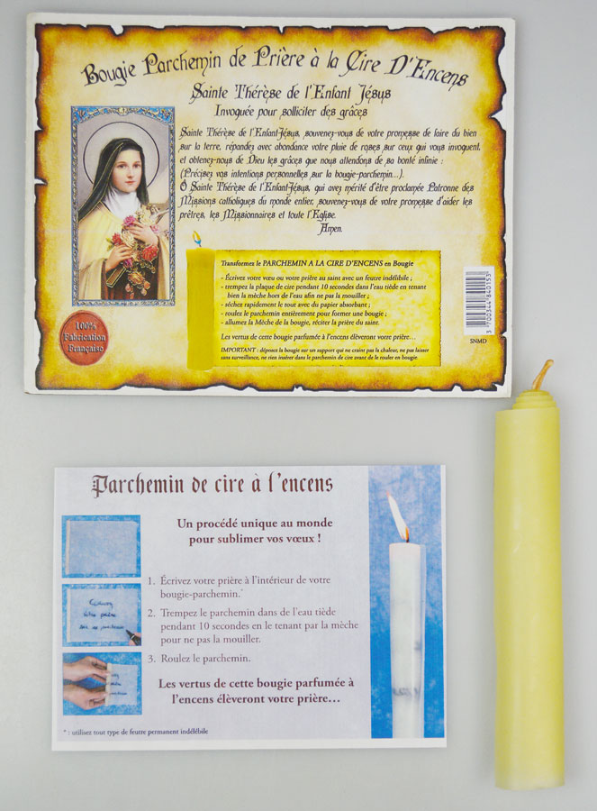 Bougie Parchemin de Prière à La Cire d'Encens - Sainte Thérèse (pic 1)