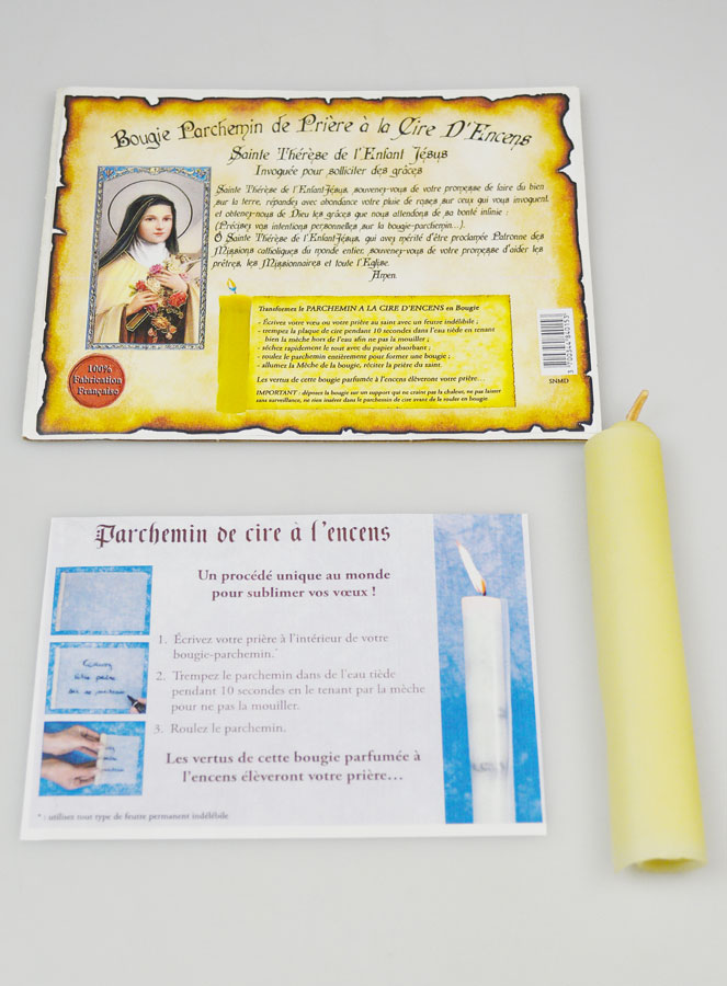 Bougie Parchemin de Prière à La Cire d'Encens - Sainte Thérèse (pic 2)