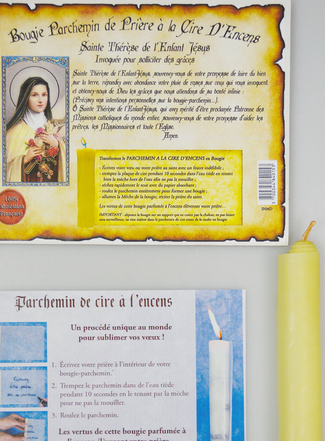 Bougie Parchemin de Prière à La Cire d'Encens - Sainte Thérèse (pic 4)