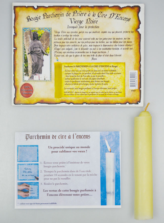 Bougie Parchemin de Prière à La Cire d'Encens - Vierge Noire (pic 1)