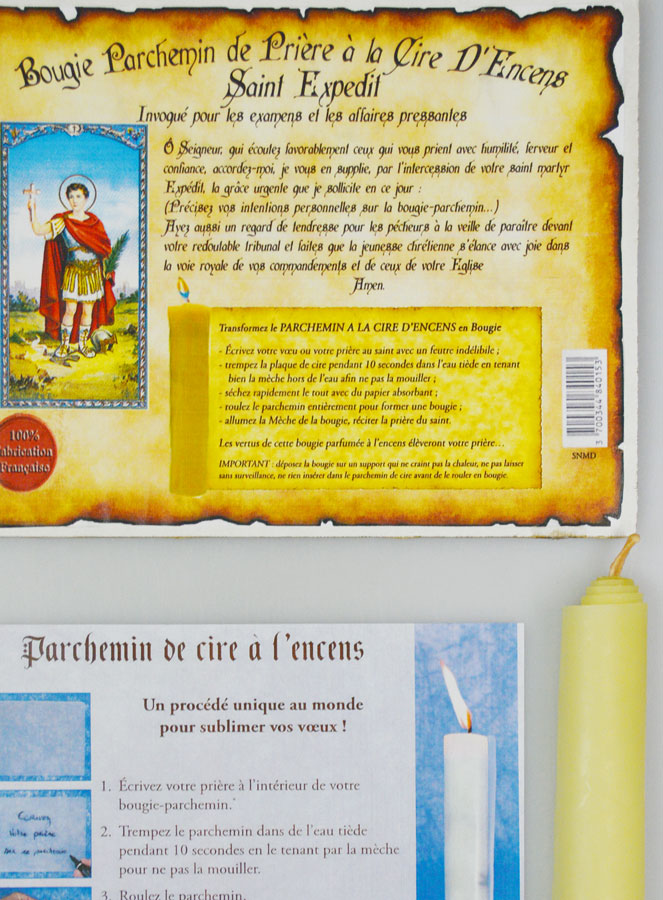 Bougie Parchemin de Prière à La Cire d'Encens - Saint Expedit (pic 4)