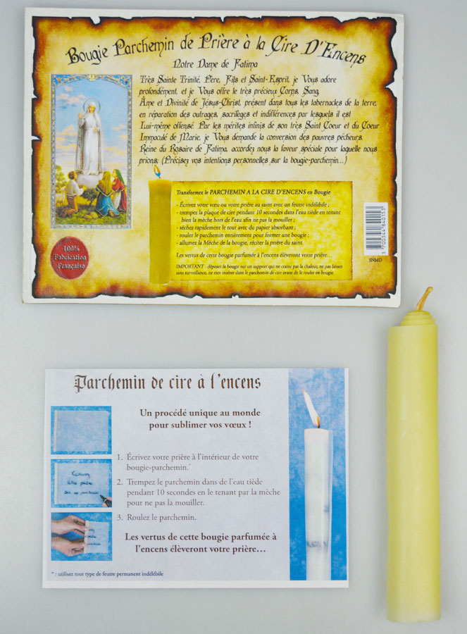 Bougie Parchemin de Prière à La Cire d'Encens - Notre Dame de Fatima (pic 1)