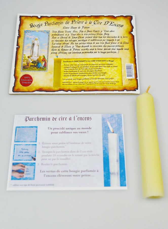 Bougie Parchemin de Prière à La Cire d'Encens - Notre Dame de Fatima (pic 2)