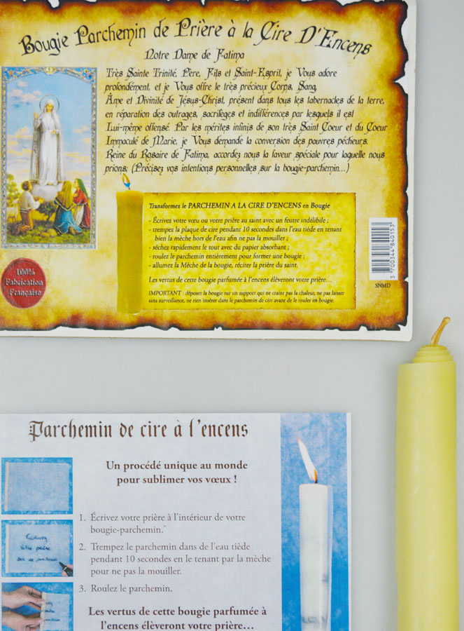 Bougie Parchemin de Prière à La Cire d'Encens - Notre Dame de Fatima (pic 4)