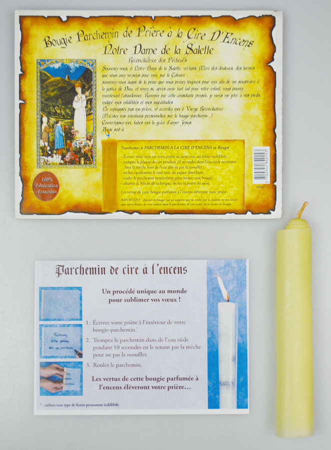 Bougie Parchemin de Prière à La Cire d'Encens - Notre Dame de la Salette (pic 1)