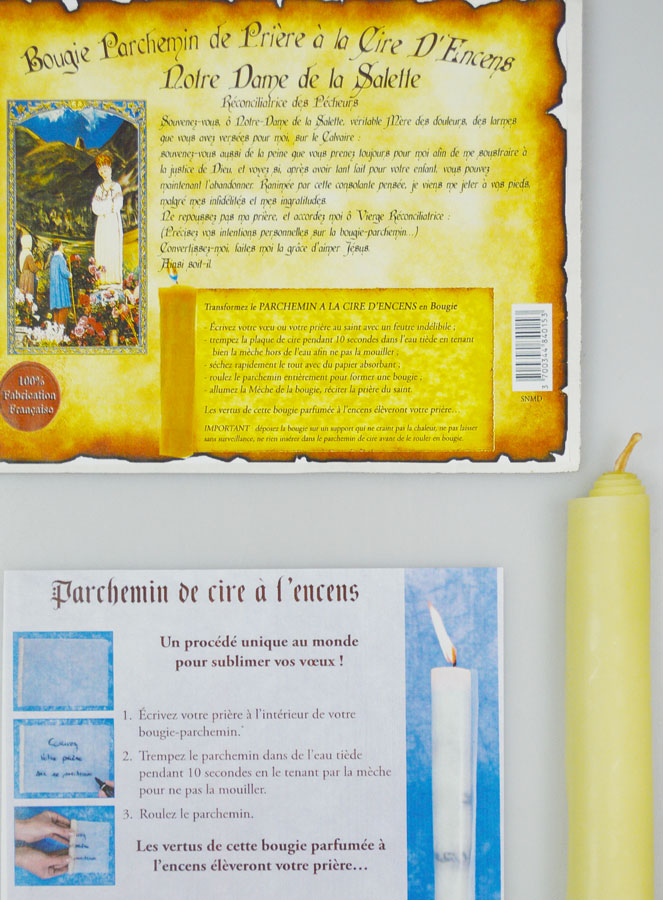 Bougie Parchemin de Prière à La Cire d'Encens - Notre Dame de la Salette (pic 4)