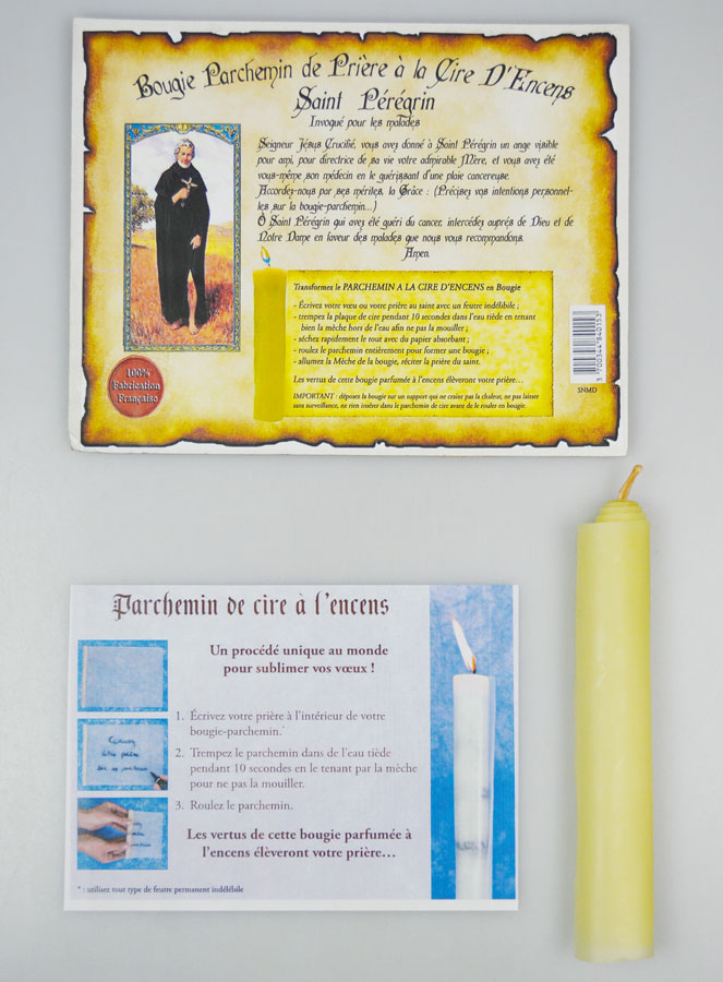 Bougie Parchemin de Prière à La Cire d'Encens - Saint Pérégrin (pic 1)