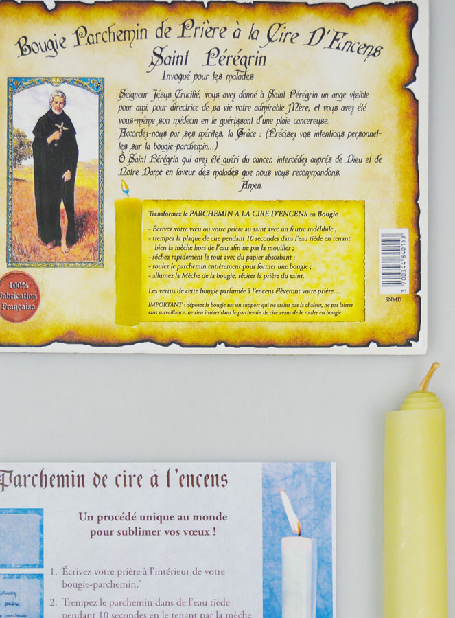 Bougie Parchemin de Prière à La Cire d'Encens - Saint Pérégrin (pic 4)