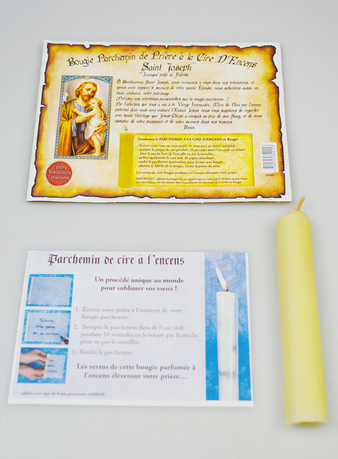 Bougie Parchemin de Prière à La Cire d'Encens - Saint Joseph (pic 2)