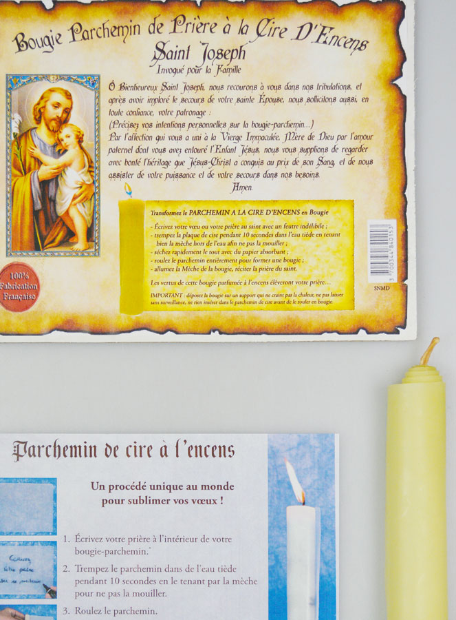 Bougie Parchemin de Prière à La Cire d'Encens - Saint Joseph (pic 4)