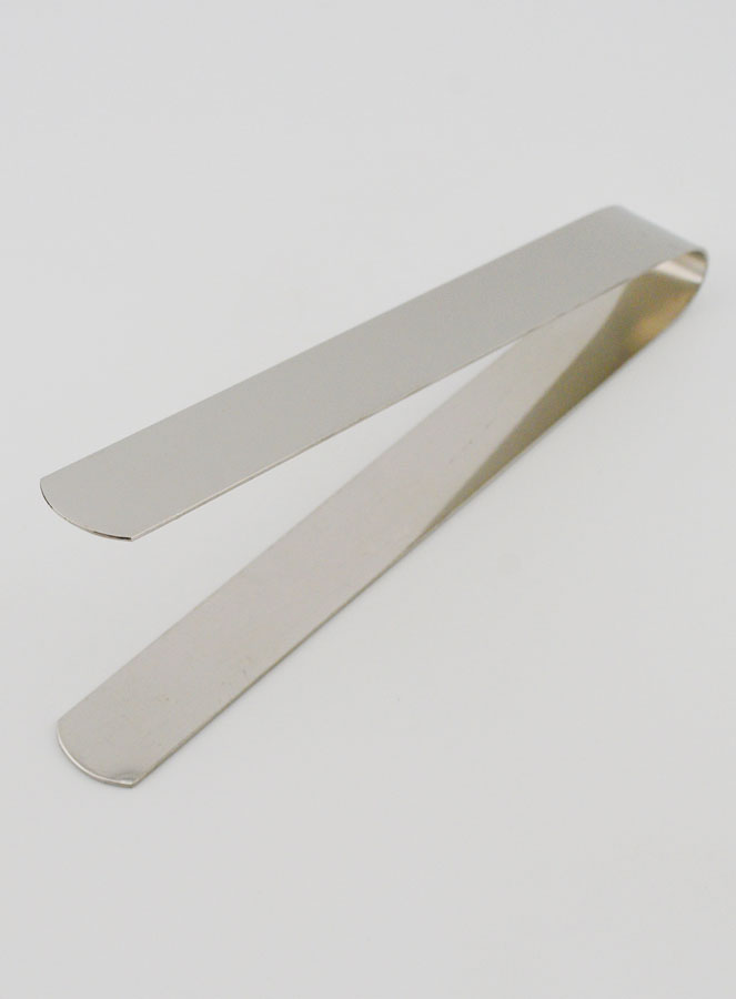 Pince à Charbon Plate en Inox Argenté - 13cm (pic 2)