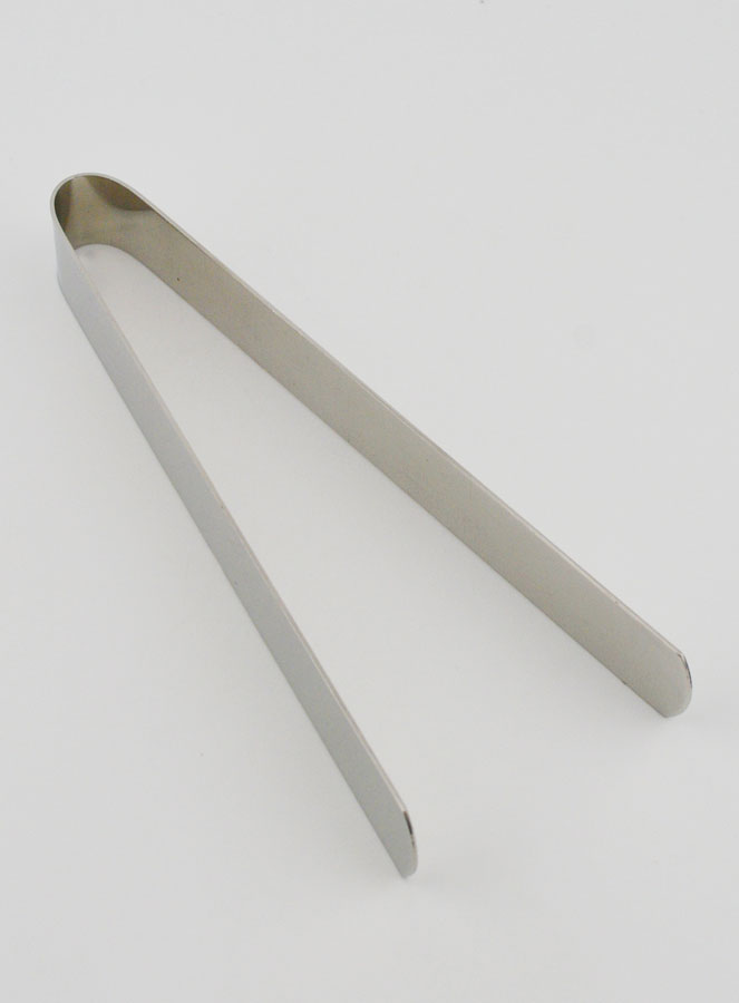 Pince à Charbon Plate en Inox Argenté - 13cm (pic 3)